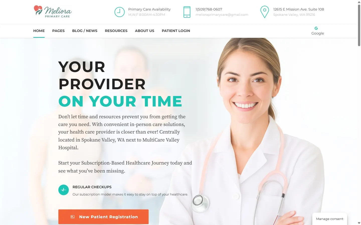 Meliora Primary Care homepage